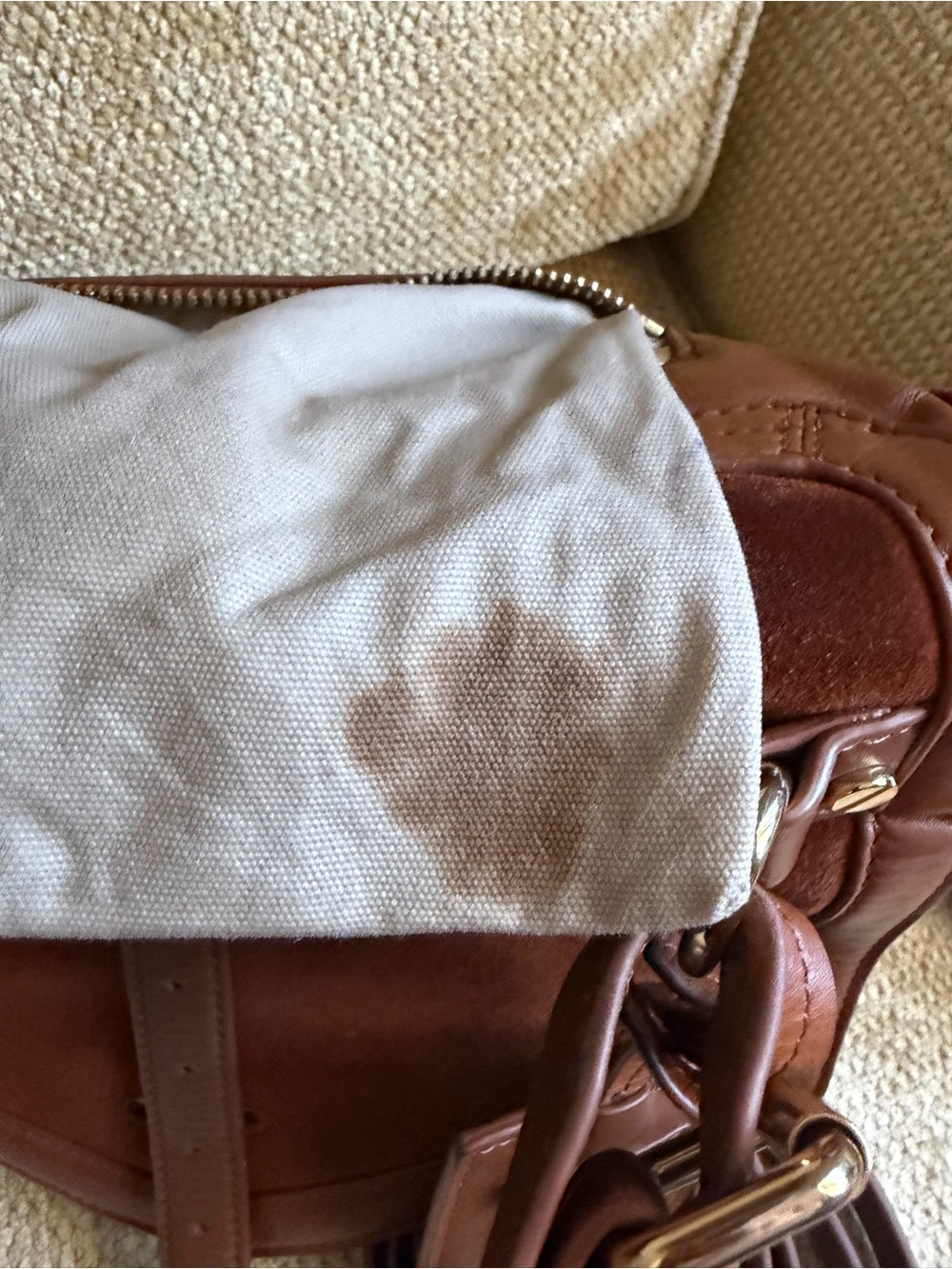 Tory Burch 797 Brown Leather & Suede Top-Handle Satchel - Picture 6 of 6